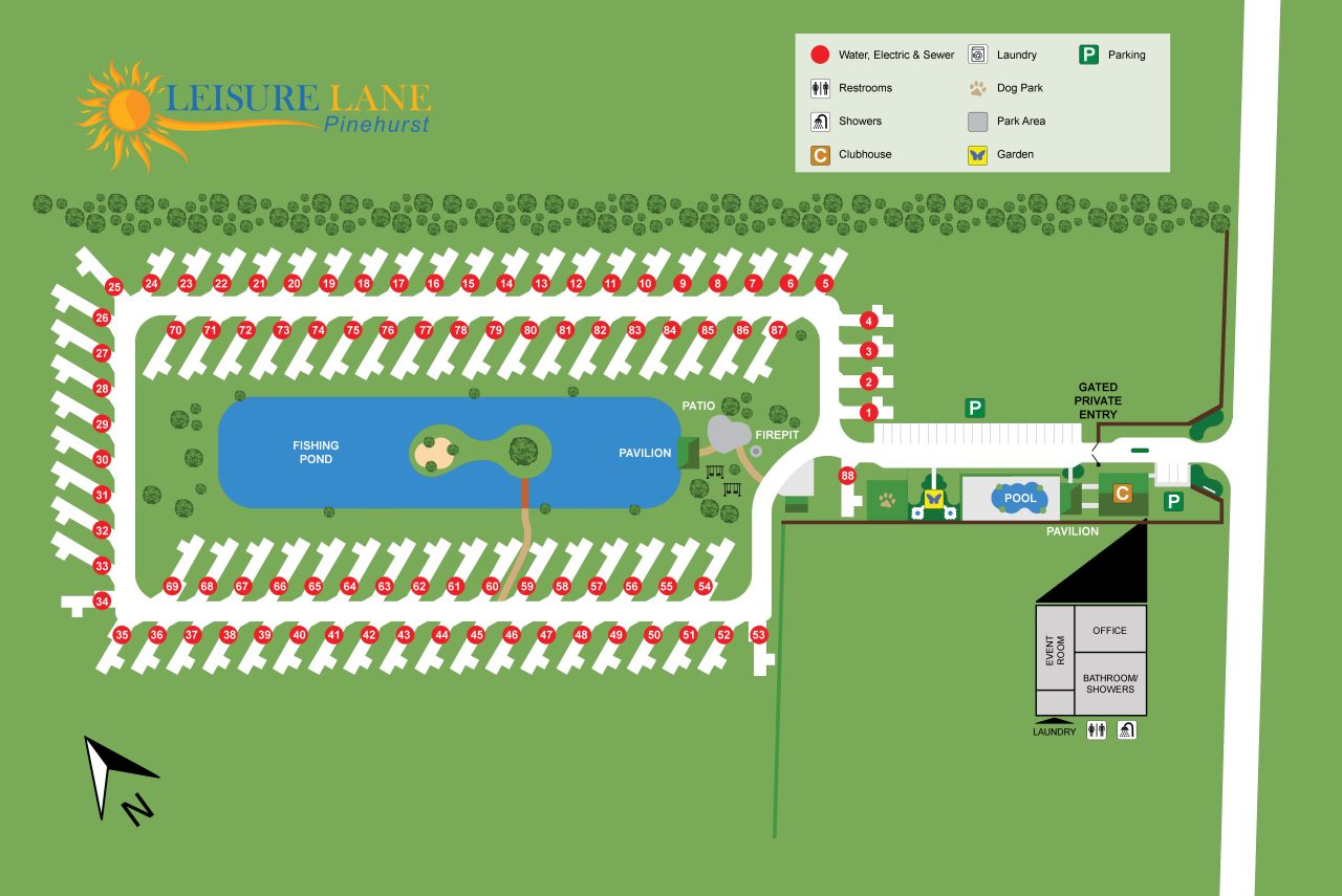 Leisure Lane Pinehurst RV Park Site Map & Rules